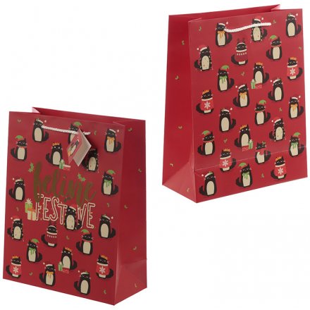  Bring a purrfect touch to your gift giving events with this charming red gift bag covered with a pretty kitty decal 