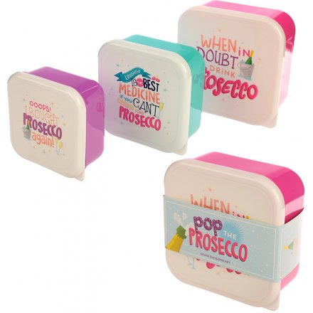 Enjoy your lunch with a hint of prosecco with this set of 3 sized plastic Tupperware boxes 