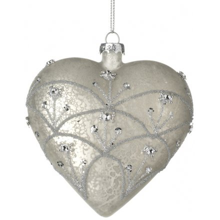Glass Heart Decoration, 10cm