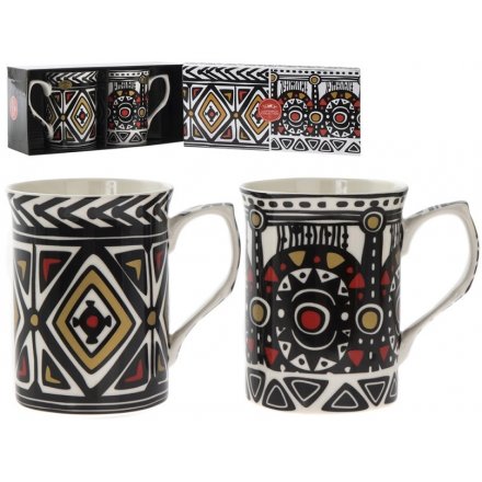 Set of 2 Tribal Print Mugs 