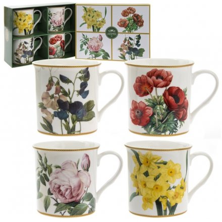 Vintage Flowers Set of 4 Mugs 
