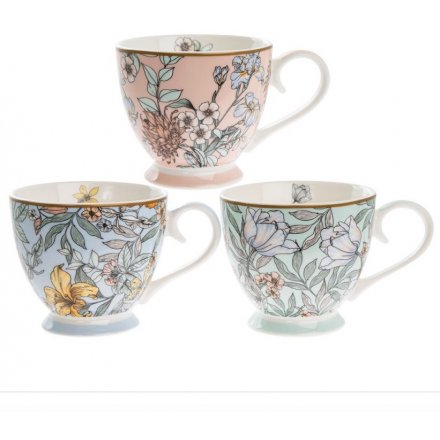 Floral Blossom Assorted Teacups 