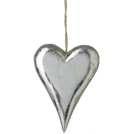 Rustic Hanging Heart Silver 11cm