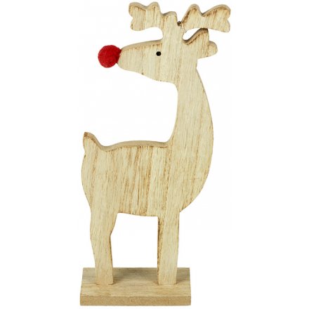Wooden Reindeer With Red Nose