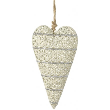 Cream and Silver Decorative Heart
