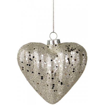 Silver Glitter Heart