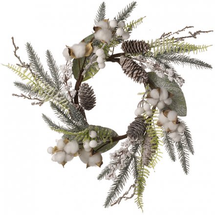 Snowy Pinecone Wreath W/Glitter