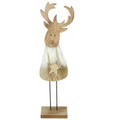 Standing wooden reindeer with star