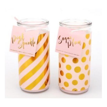 Pink and Gold Candle Tubes, 14cm 