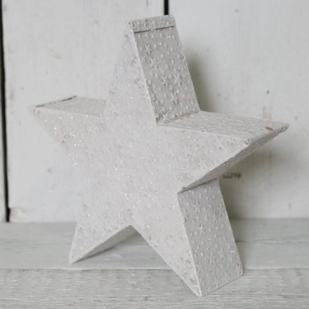 Glittery White Metal Star, 20cm