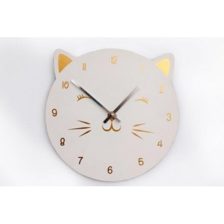 Gold Cat Clock