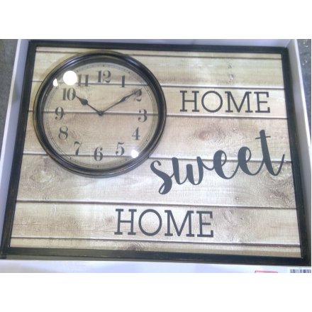 Wooden Wall Plaque and Clock 