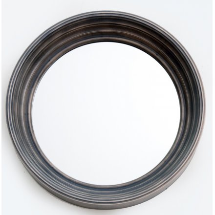 Grey Round Mirror, 41cm