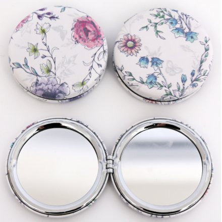 Pink and Blue Floral Compact Mirrors