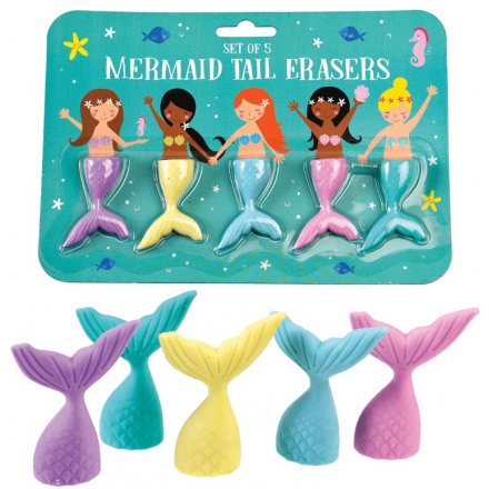 Mermaid Tail Erasers, Set of 5