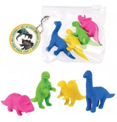 Add a team of dinosaurs to your pencil case with this set of Prehistoric Land erasers.