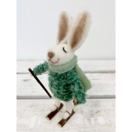 Woollen Skiing Bunny In Jumper 