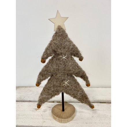 Woollen Christmas Tree With Wood Star 