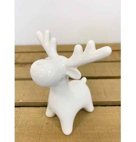 A simple yet charming ceramic reindeer with large features for character. 