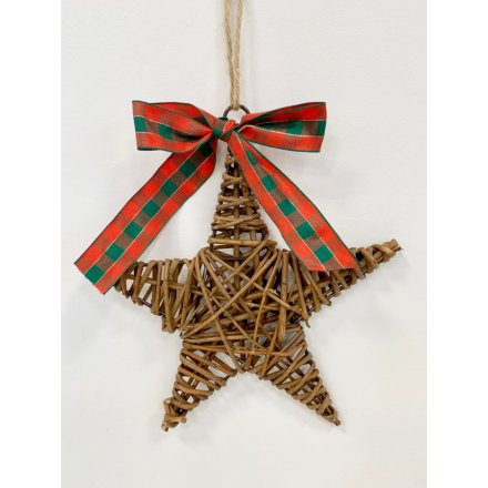 Wicker Star With Ribbon, Small 