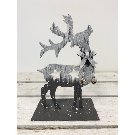 Frosted Reindeer Ornament, 17cm