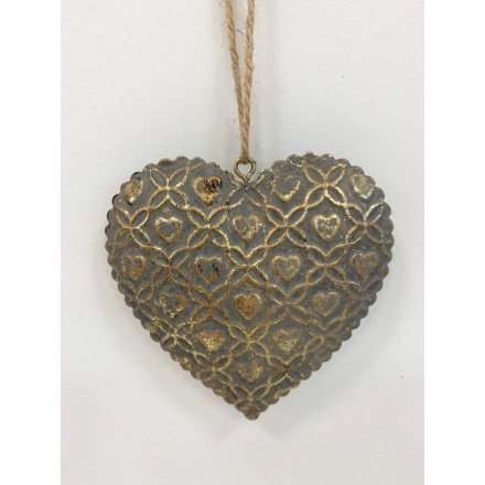 Antique Gold Hanging Heart, 8cm
