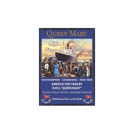 Vintage Queen Mary Ship Metal Sign 