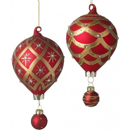 Gold And Red Glass Balloon Baubles 