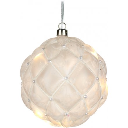 Hanging LED Frosted Bauble, 18cm 