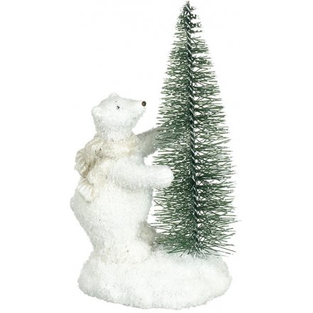 Frosted Bear & Tree Decoration