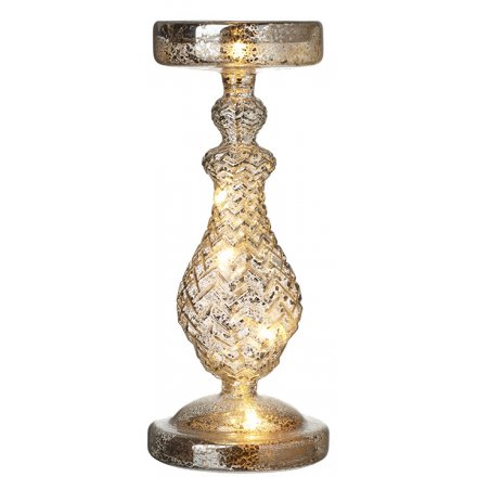 Mottled Glass Candle Holder With LED, 24cm 