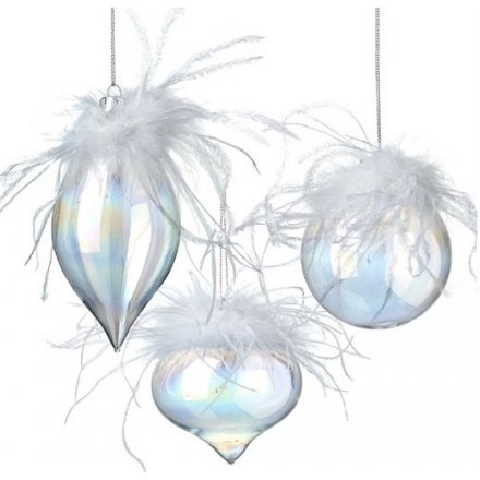 Mix Of Clear Glass Iridescent Baubles 
