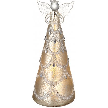 LED Standing Glass Angel, 20cm 