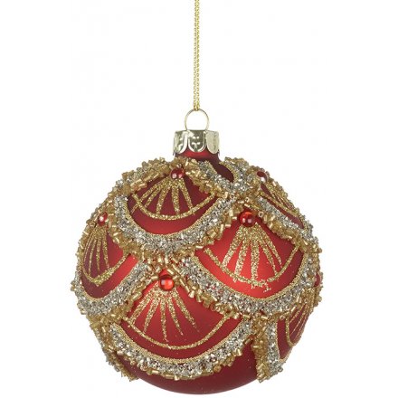 Glass Bauble With Gold/Silver Glitter 