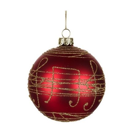 Red Glass Musical Note Bauble 
