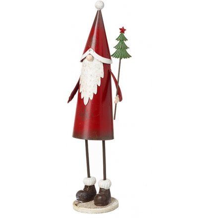 Standing Distressed Metal Santa 