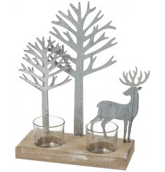 this beautifully simple metal tree double space tlight holder will be sure to project a cozy glow into any themed home