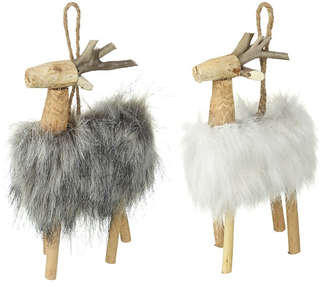 Gg243a   Faux Fur Reindeer Hanger, 2a 20cm 