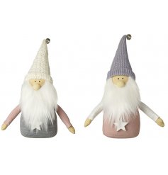 A charming mix of pink and grey toned sitting Santa Gonks 