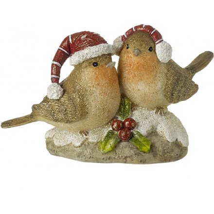Perched Robin Couple Decoration 