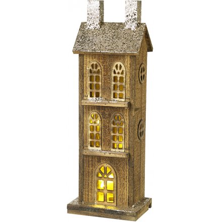 LED Tall Wooden House 