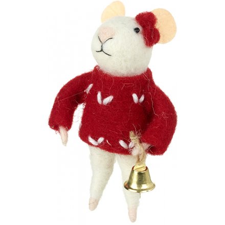 Standing Red Jumper Woollen Mouse 