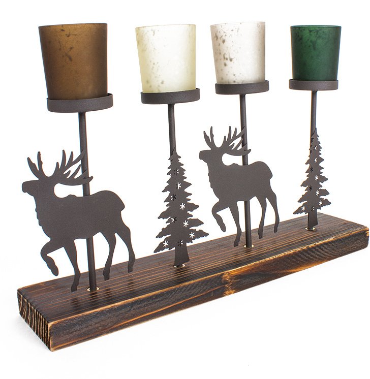 NZZ065 / Rustic Woodland Metal Reindeer Candle Holder 44393 Christmas / Candles and Holders