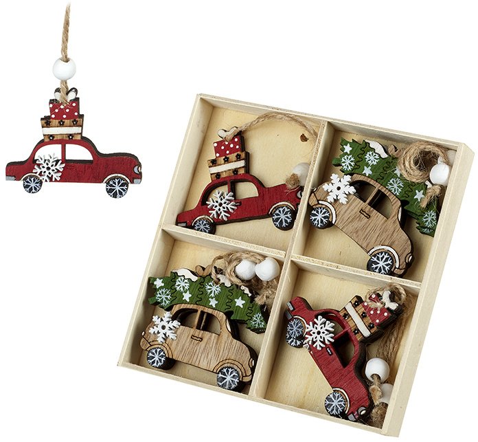 Wooden Vintage Car Hangers Christmas Decorations / Hanging Decorations Noël & Co