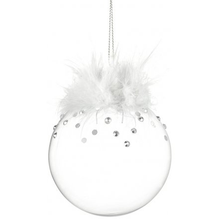 Silver Sequin Glass Bauble 