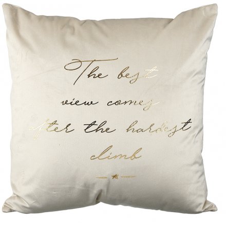 Ivory and Gold Scripted Cushion 45cm