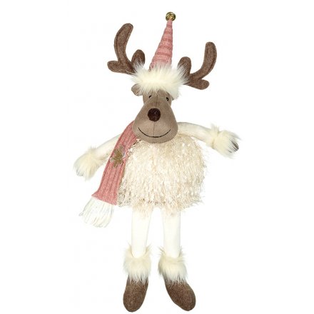 Fluffy Reindeer Decoration 47cm