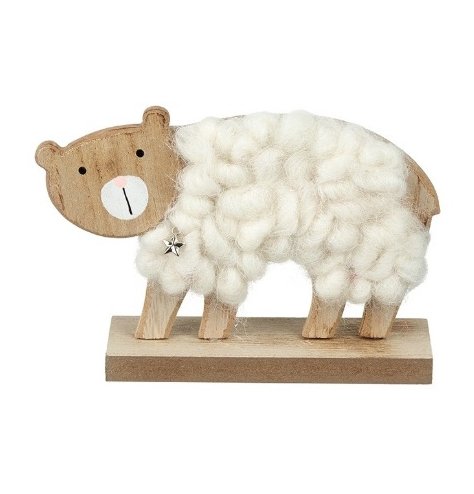 An adorable wooden polar bear ornament with a cute painted face and woolly coat. Complete with a silver star charm.