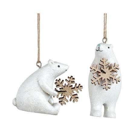Hanging Polar Bears, 2 Assorted