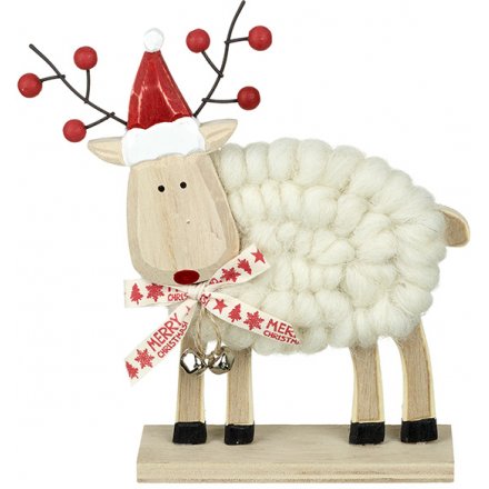 Standing Wooden Reindeer Decoration 19cm